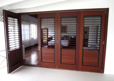 Breezway louvers with wood blades can be used for privacy and ventilation